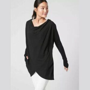 Athleta Purana‎ Wrap Sweatshirt Black Yoga Oversized Hoodie Size XS